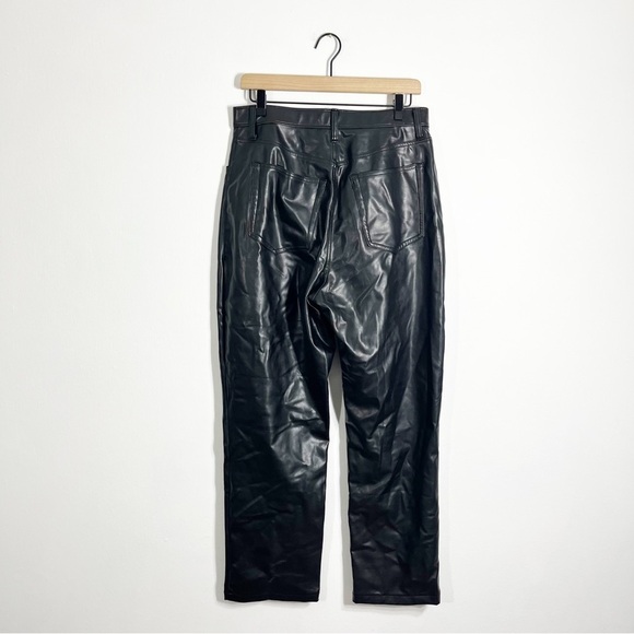 Abercrombie SHORT 90’s Straight Ultra High Rise Vegan Leather Black Pants 12 - Picture 8 of 9
